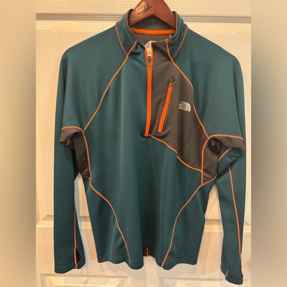 The North Face 1/4 Zip Pullover Shirt Blue Green/Orange Men’s Size  Medium - Picture 1 of 8